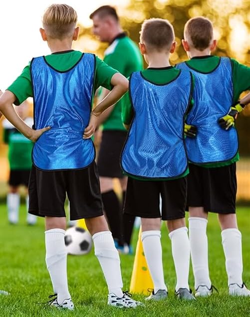 10-Piece Children's Football Training Vests Team Game Bibs – 5 Orange + 5 Blue