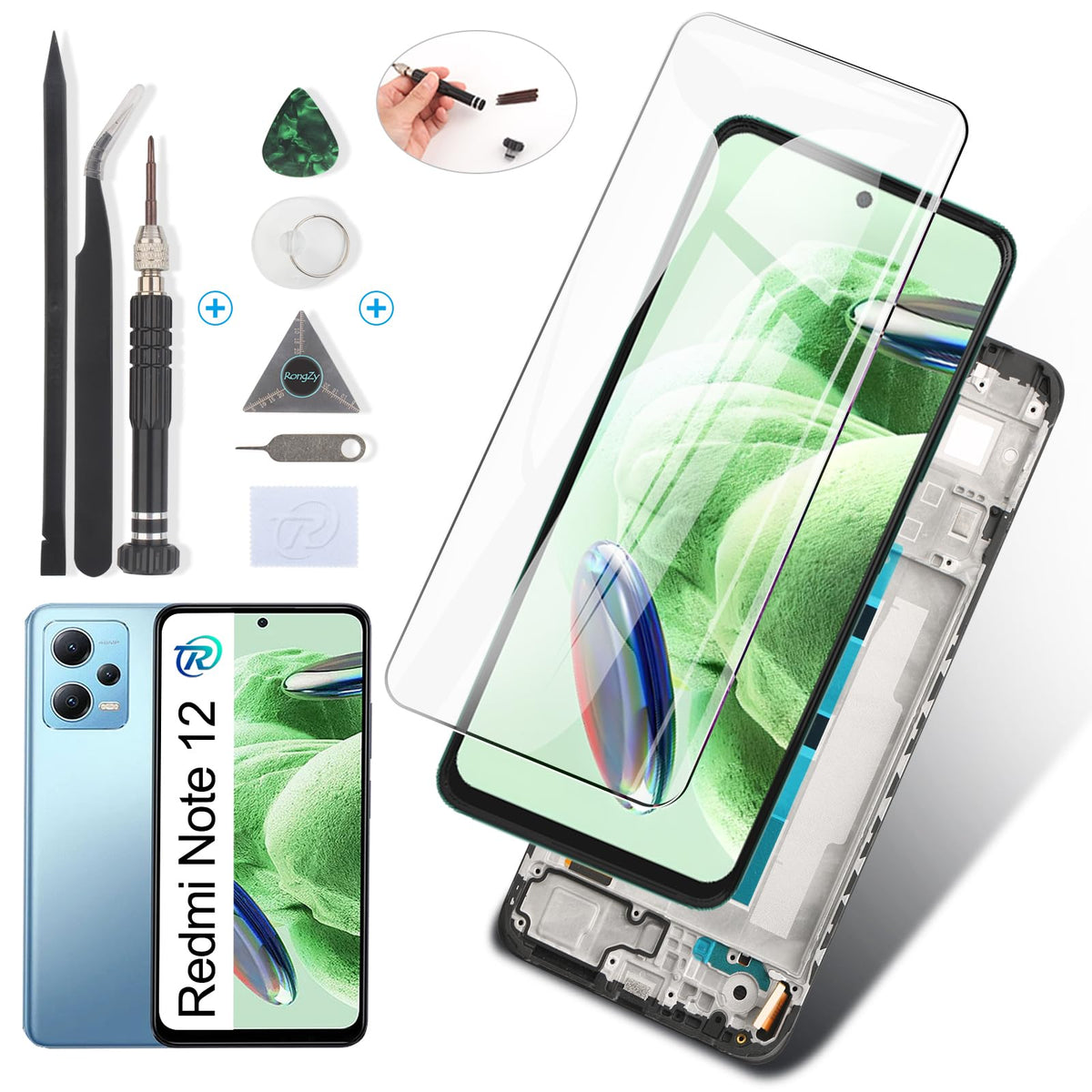 Display LCD de schimb cu touchscreen și ramă RongZy pentru Xiaomi Redmi Note 12 4G 6.67" – Negru