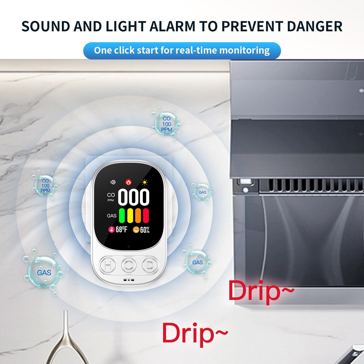 Plug-In Gas & Carbon Monoxide Detector Combo Alarm for Natural Gas LPG Methane Propane – White HD08-G