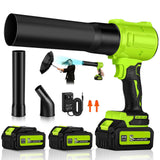 Cordless Leaf Blower Turbo 2x4.0Ah Batteries 65m/s 800000RPM Lightweight – Green