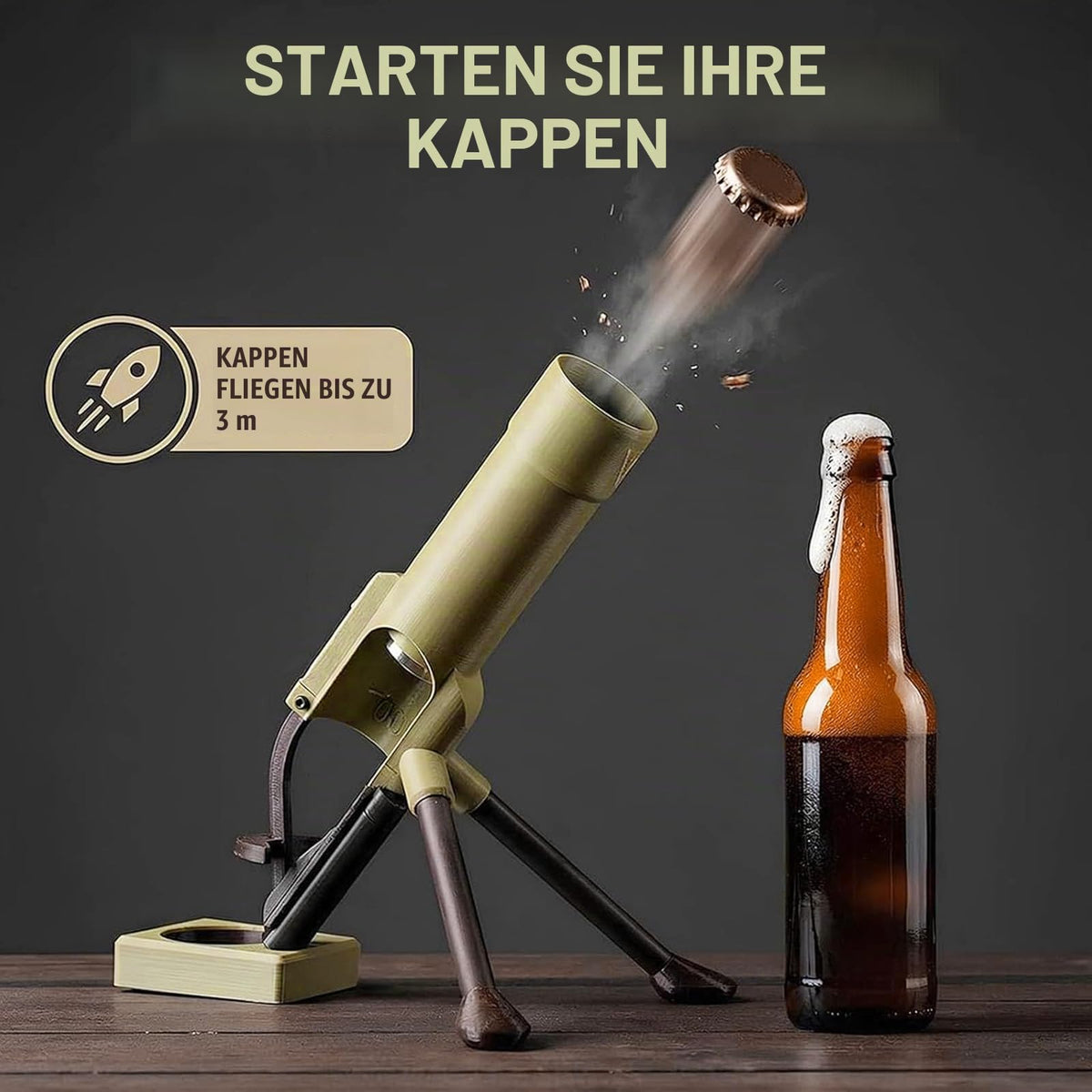 Mortar-Style Hands-Free Beer Bottle Opener 51mm for 330ml Bottles – Metal