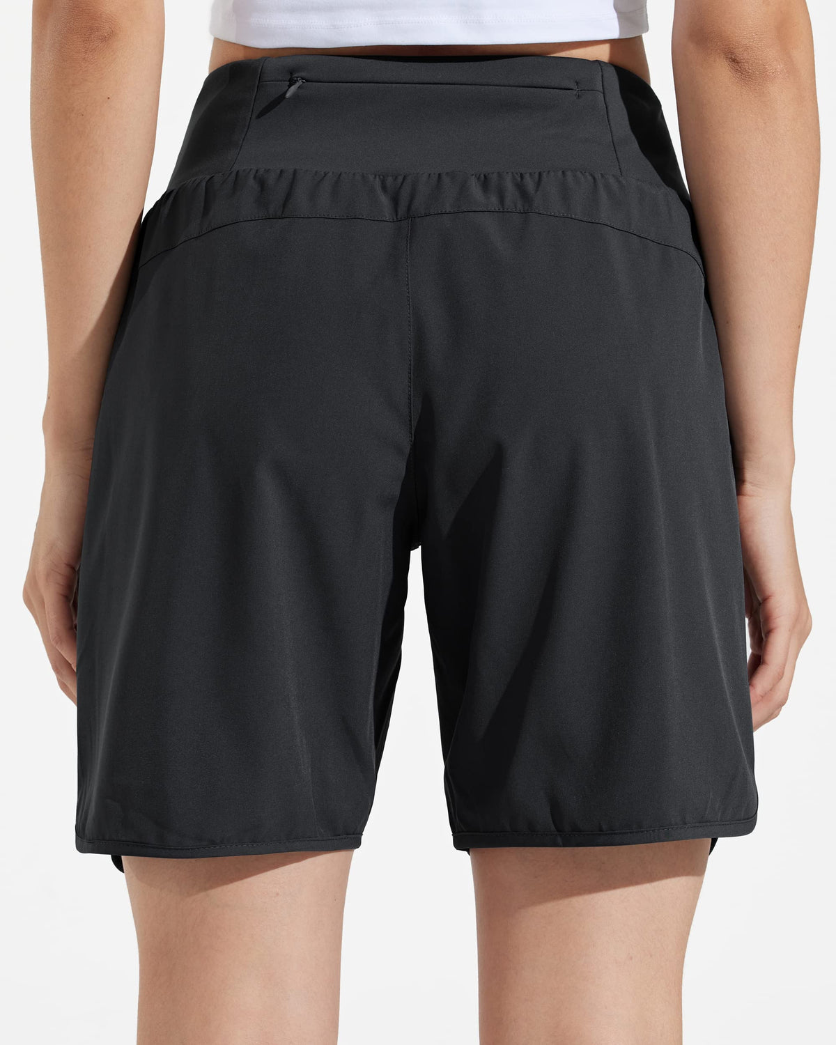Pantaloni scurți sport damă pentru alergare cu colant interior respirabil – Negru L
