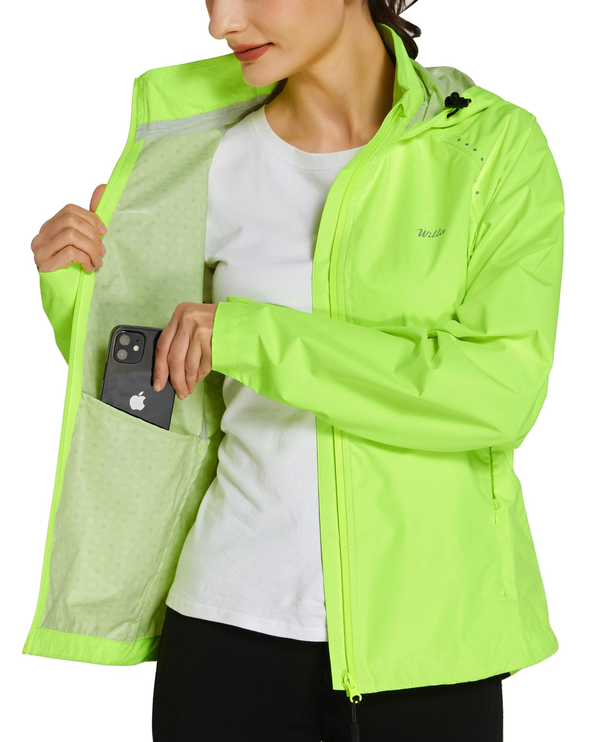 Waterproof Cycling Rain Jacket Breathable Lightweight Windbreaker – Fluorescent Yellow XL