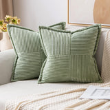 Fețe de pernă decorative din raiat catifelat corduroy MIULEE 40x40 cm, set 2 bucăți – Verde