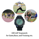 FCXJTU Digital Referee Watch, Sports Referee Wristwatch, Football Game Timer for Coaches, 100 Laps Memory Stopwatch, Luminous Sports Watch with 3 Lines, Large Display and Alarm