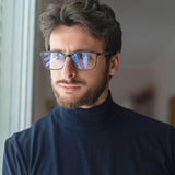 ZENOTTIC Square Frame Blue Light Blocking Reading Glasses for Men, Anti-Glare Computer Sports Glasses