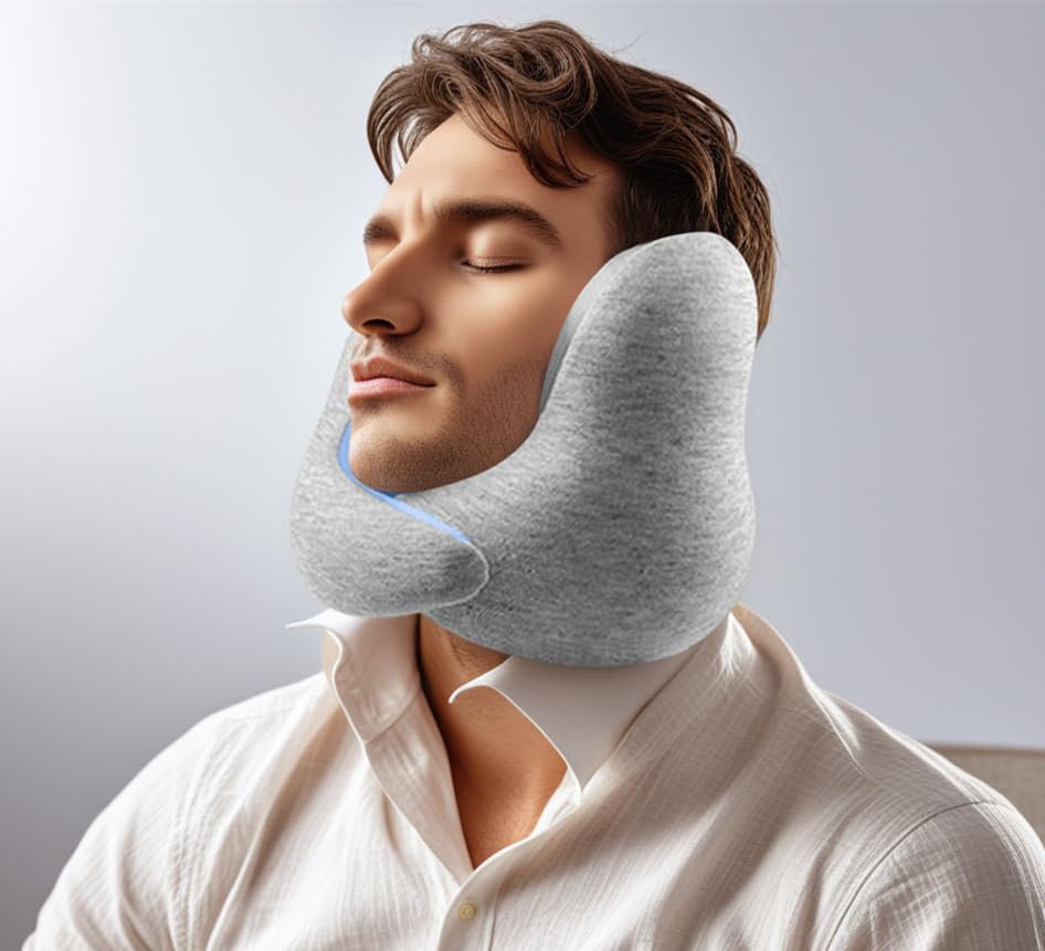 Cervical Travel Pillow Memory Foam Soft Breathable with Storage Bag – With Bag