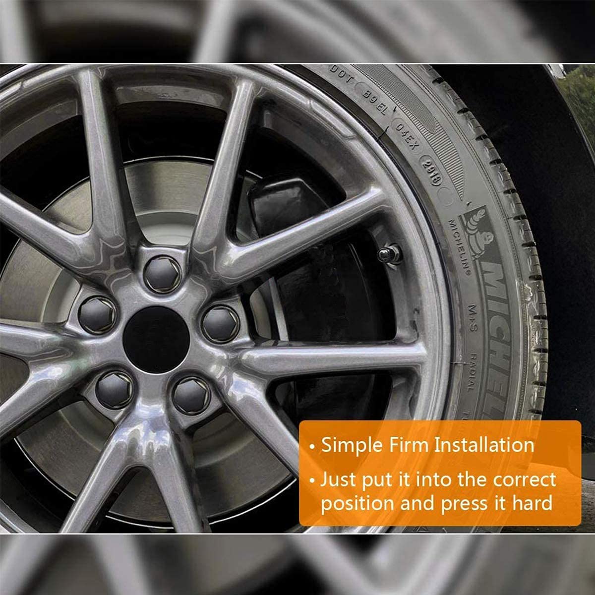 Capace pentru prezoane roți auto 17 mm Gebildet cu clește de extracție, 24 bucăți – Gri Mat