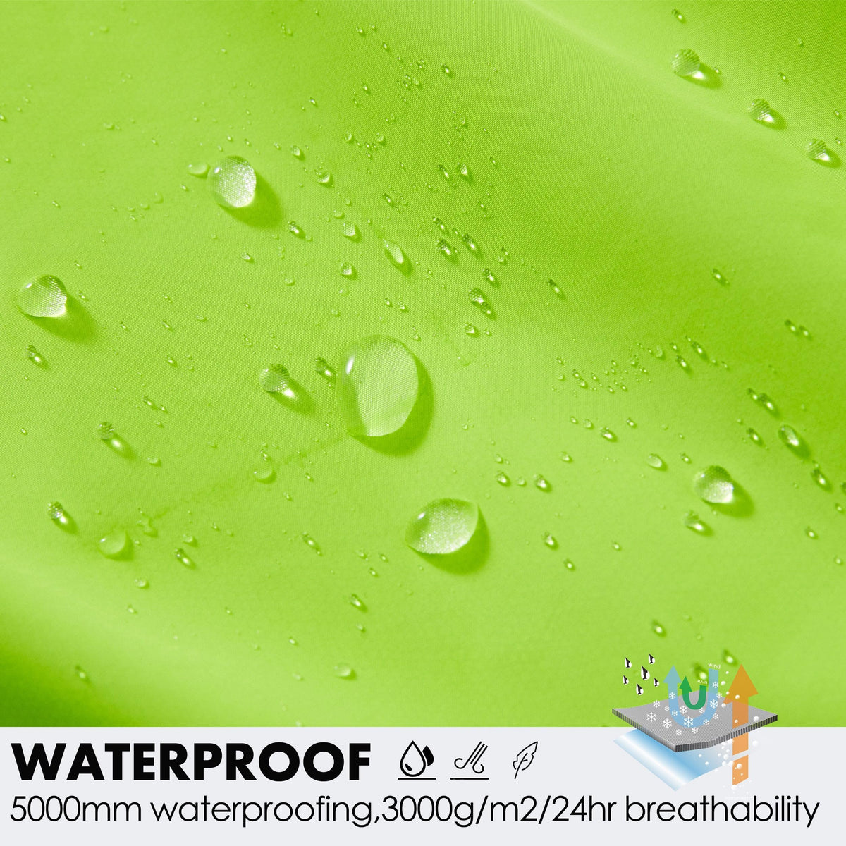 Waterproof Cycling Rain Jacket Breathable Lightweight Windbreaker – Fluorescent Yellow XL