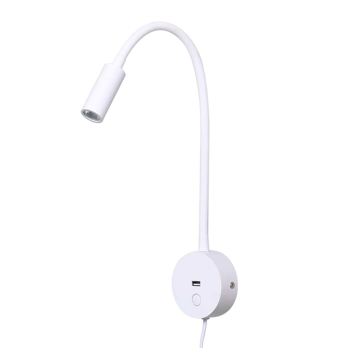 Lampă de citit de perete Brightmax LED 3W cu port USB și întrerupător tactil 3000K – Alb Mat