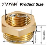 Brass Pipe Reducer Adapter Male 3/4" to Female 1/2" Thread 2pcs – 3/4in-1/2in