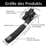 Manual Can Opener Smooth-Edge Stainless Steel Handheld Screw Lid Opener – Black