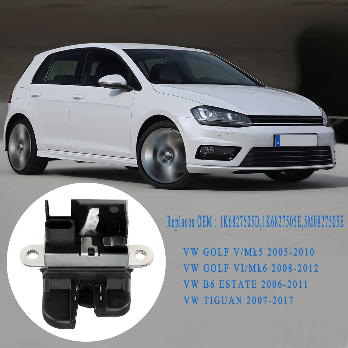 Tailgate lock for Golf MK5 MK6, trunk lock for Touran Passat 3c 5K0827505A 1K6287505E KASturbo
