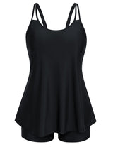 Top de baie tip tankini lejer în A modelator burtică mărimi mari Hanna Nikole – Negru Mărimea 46