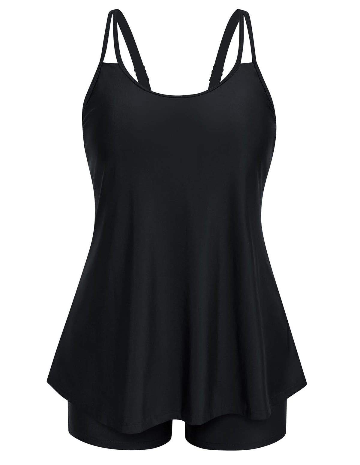 Top de baie tip tankini lejer în A modelator burtică mărimi mari Hanna Nikole – Negru Mărimea 46