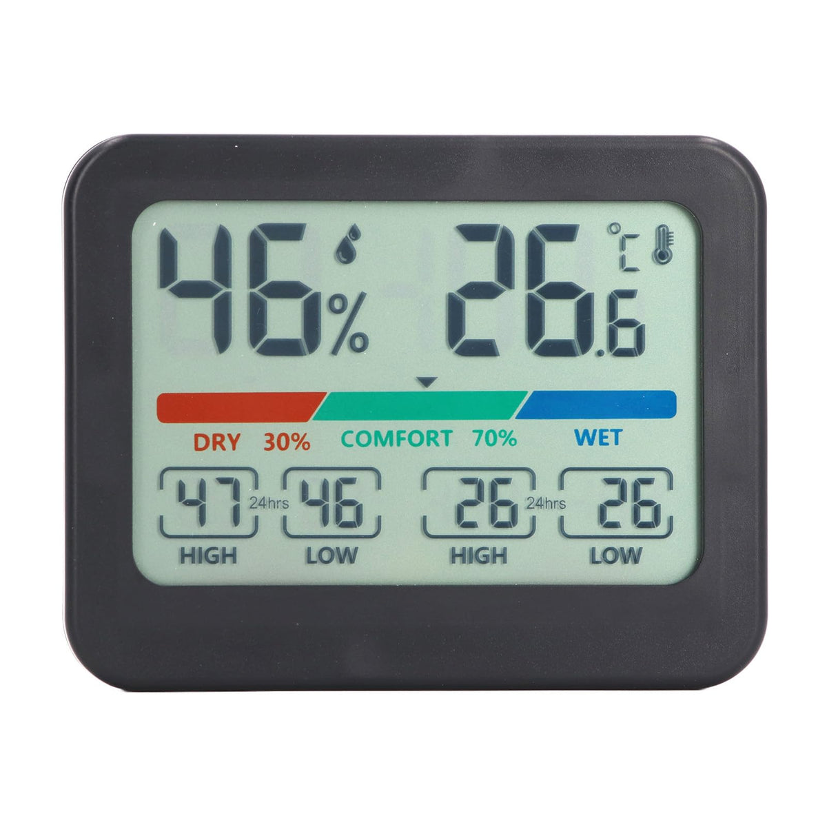 Digital Thermometer & Hygrometer Temperature Humidity Monitor with Magnet – Large LCD