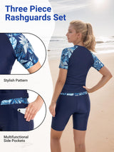 Costum de înot damă 3 piese Owntop protecție solară UPF 50+ cu uscare rapidă – Bleumarin S