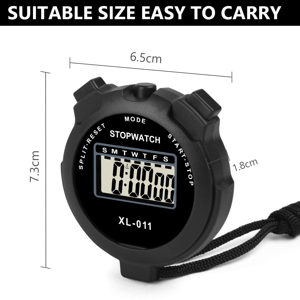 Vicloon Digital Stopwatch Timer with Alarm and Calendar – Black
