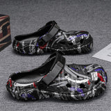 Men's Camouflage Clogs Lightweight Water Shoes Adjustable Heel Strap – Black EU 45