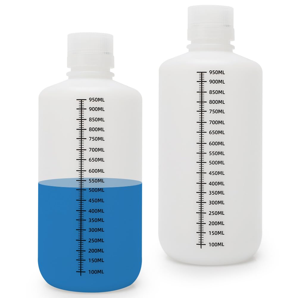 Graduated PE Reagent Bottles Lab Liquid Storage 2-Pack – 1000ml