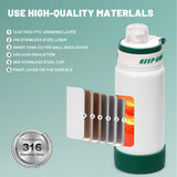 Stainless Steel Water Bottle 650ml Leakproof Straw Lid Anti-Dust – White