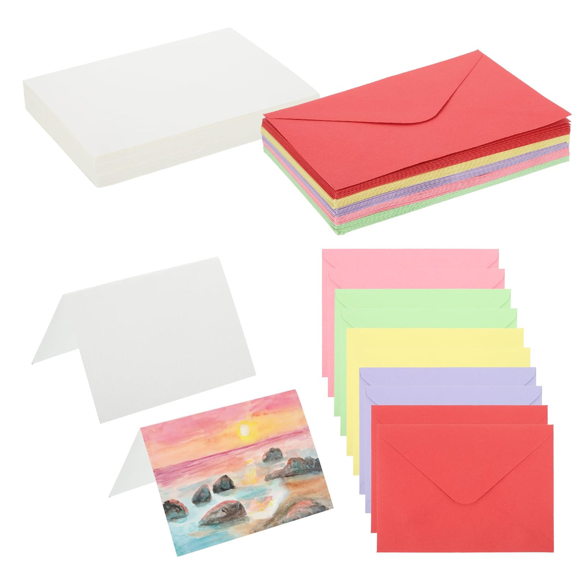 PATIKIL 5x7 Inch Pure Cotton Watercolour Cards – 50 Sets with Envelopes