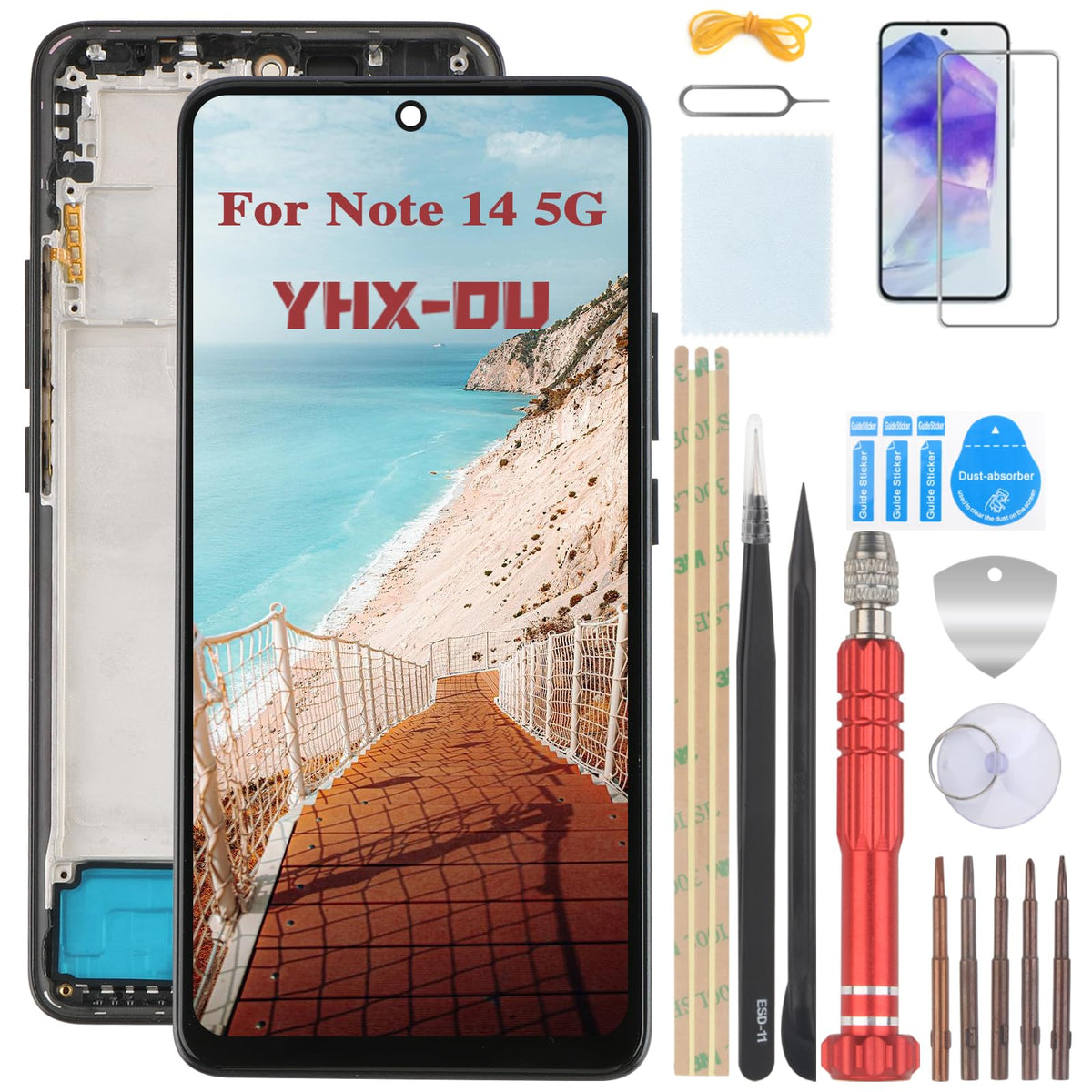 Xiaomi Redmi Note 14 5G Replacement LCD Touchscreen 6.67" with Frame & Tools – Black
