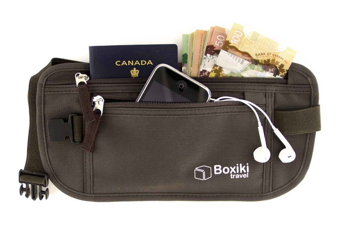 Boxiki Travel RFID Blocking Passport Holder Slim Money Belt – Brown
