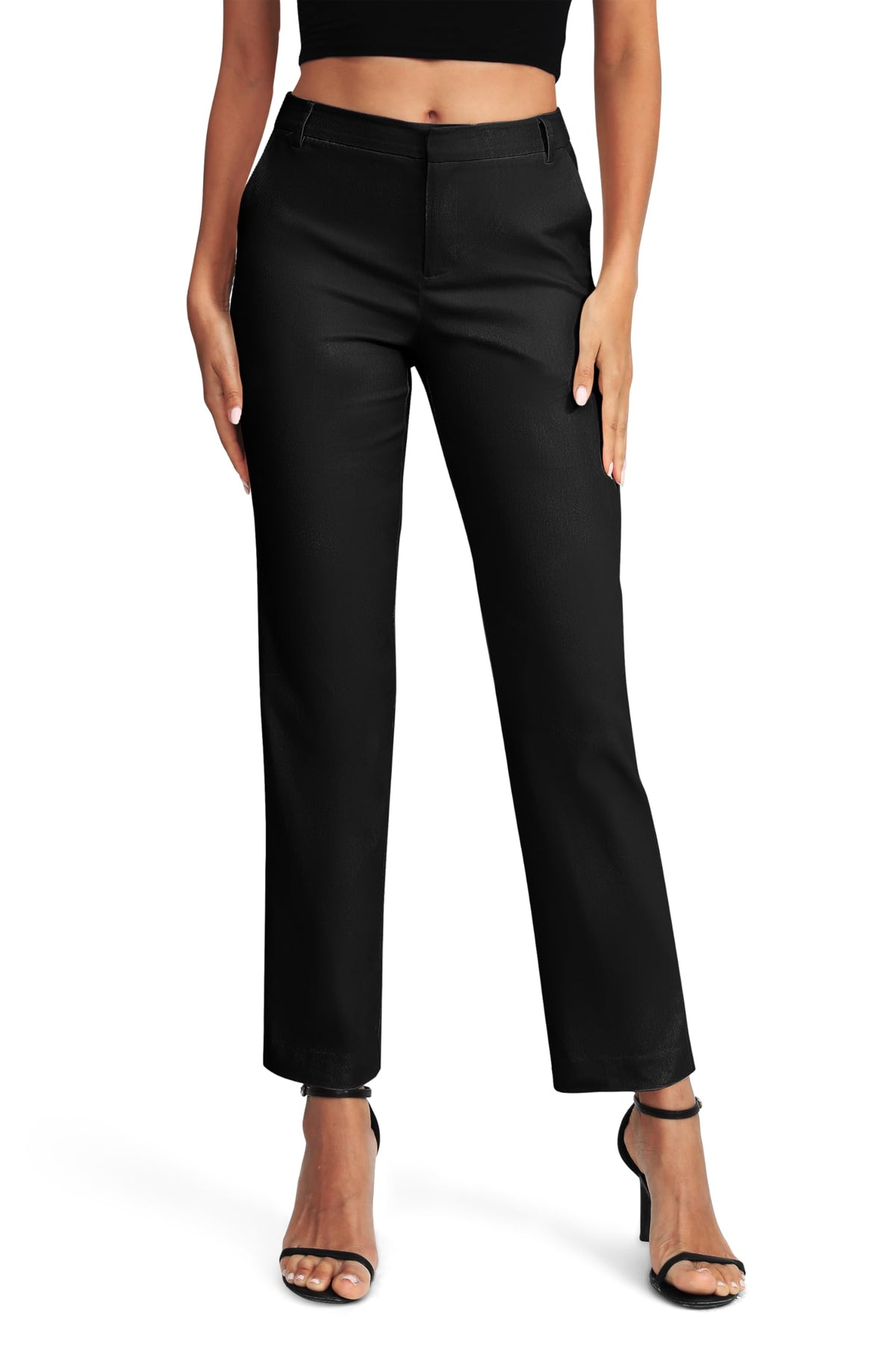 Pantaloni comozi drepți elastici talie înaltă EXCHIC – Negru S