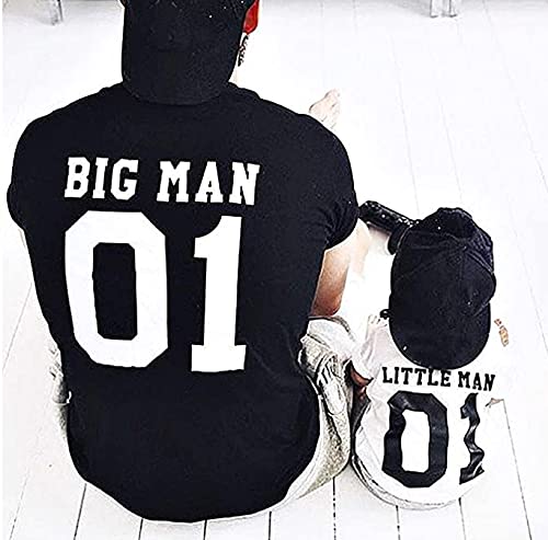 Matching Father & Son T-Shirt Cotton Casual Funny Print – Black XXL