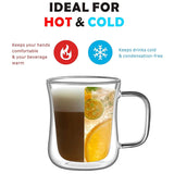 Double-Walled Latte Glasses Borosilicate with Handle - 350ml