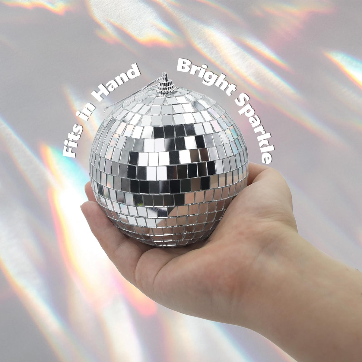 Globuri disco cu oglinzi reflectorizante 10 cm agățătoare pentru petreceri, set 2 bucăți – Argintiu