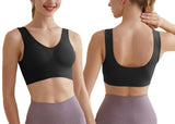 Memoryee Sports Bra Women's Large Breasts Strong Support Push Up Without Wire 3 Pack Set Padded Jogging Yoga Running Riding Bra Crop Top Black*3 6XL