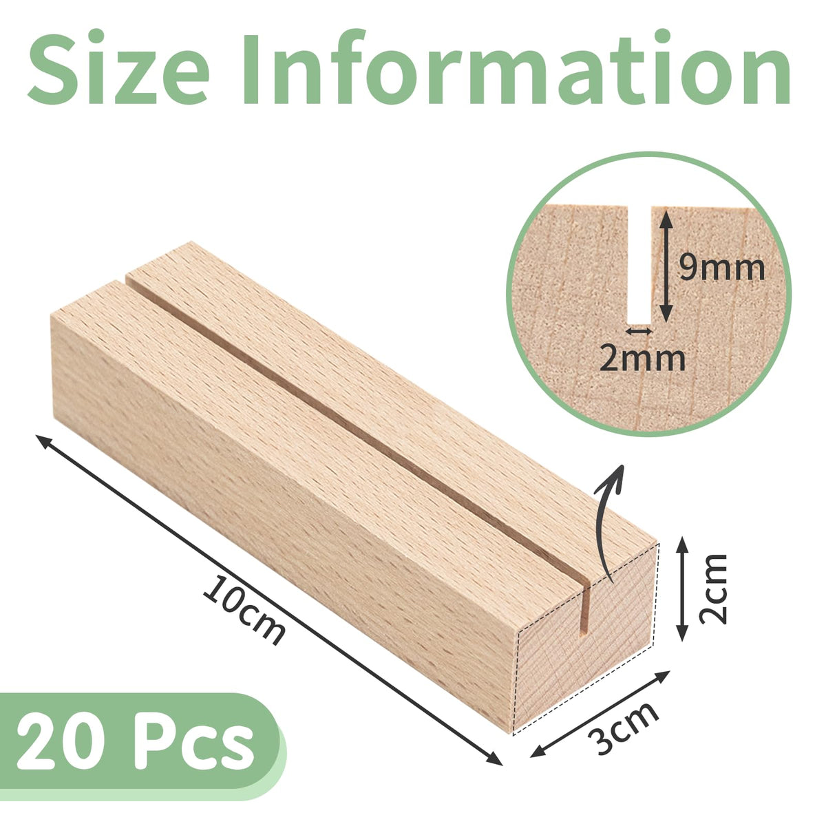 Wooden Place Card Holders 20 Pack – 10×3×2cm