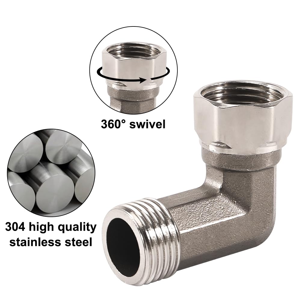 Racord olandez cot 90 grade din inox 304 1/2 exterior x 1/2 interior DN15 pentru instalații