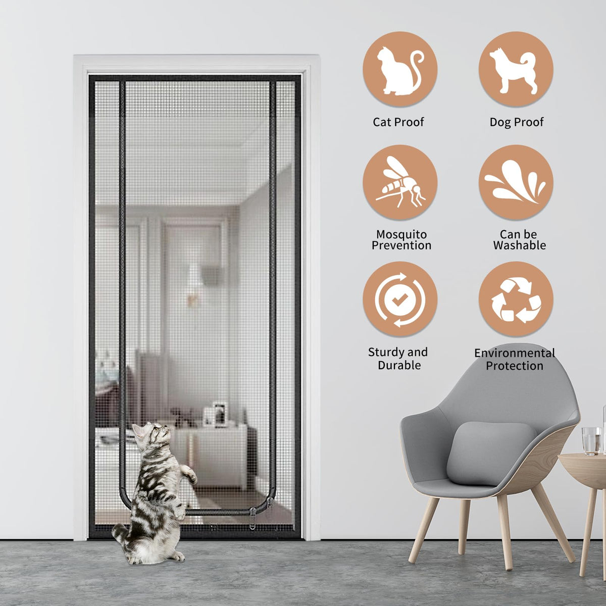 Plasă de siguranță rezistentă pentru animale de companie ușă balcon sau geam 90 cm
