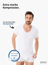 Tricou compresiv modelator FINN pentru bărbați din bumbac cu mânecă scurtă – Alb S