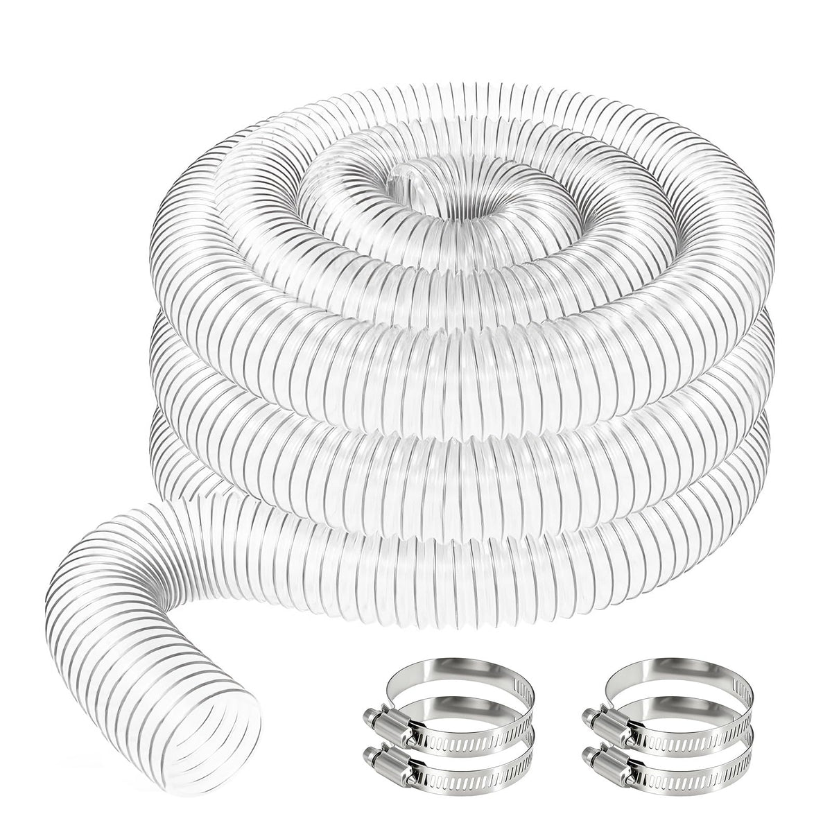 Furtun spiralat flexibil transparent din PVC pentru aspirare praf și rumeguș 50 mm