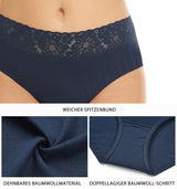 Women's Cotton Lace Bikini Knickers 5-Pack Breathable Comfortable Panties – Dark S