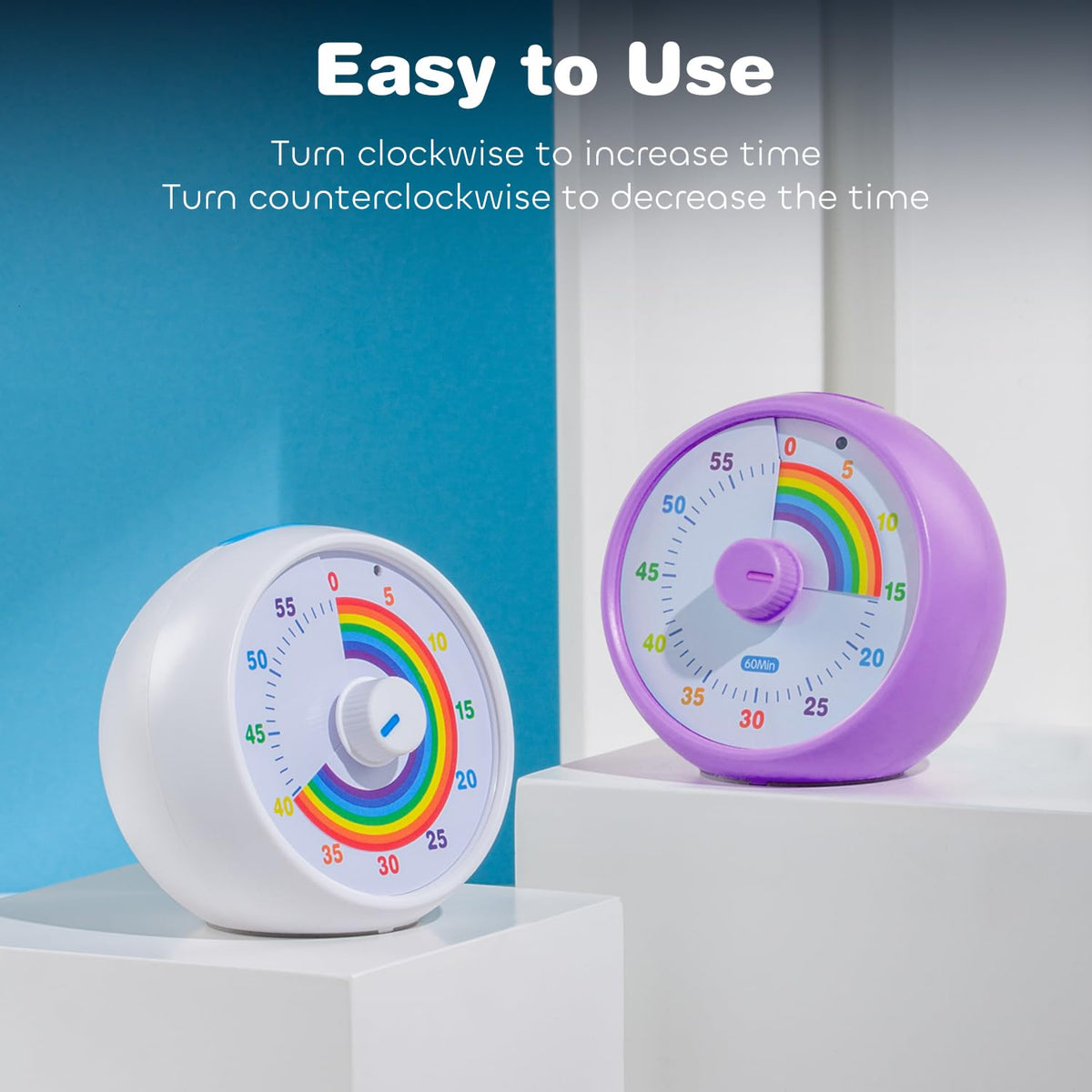 Visual Countdown Timer 60-Minute Silent Pomodoro Time Management for Kids - Purple