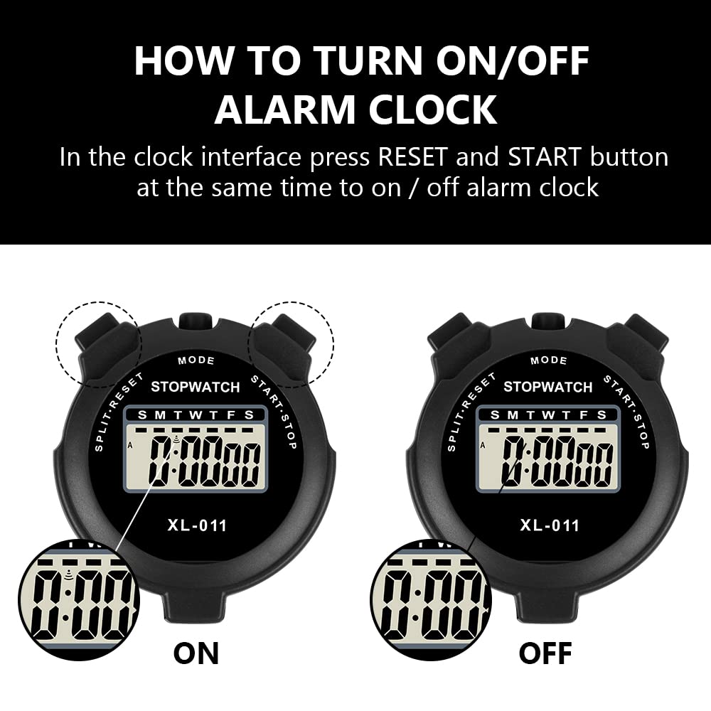 Vicloon Digital Stopwatch Timer with Alarm and Calendar – Black