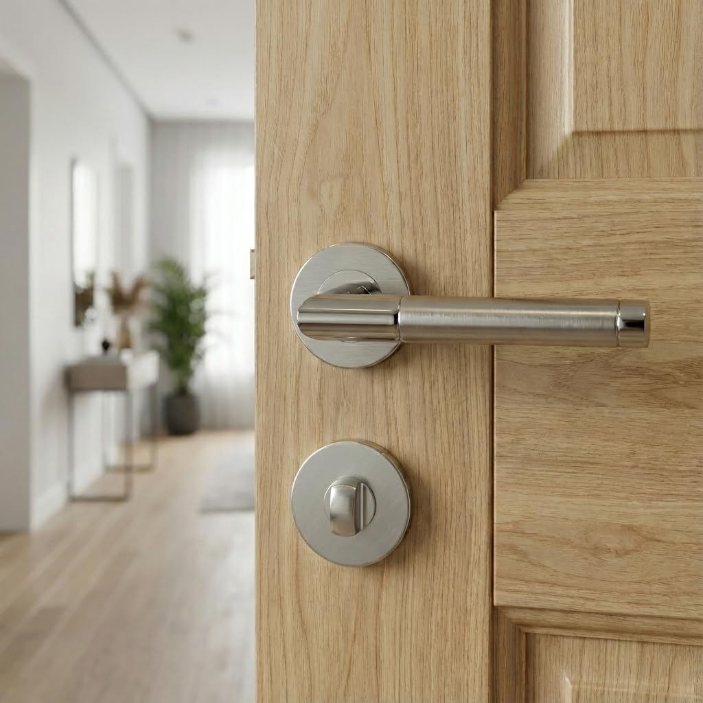 Stainless Steel Mortise Door Handle with Bathroom Knob Two-Tone – SO2-103BK-D