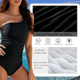 Costum de baie întreg damă USUN elegant decolteu în V push-up cu falduri modelatoare burtică