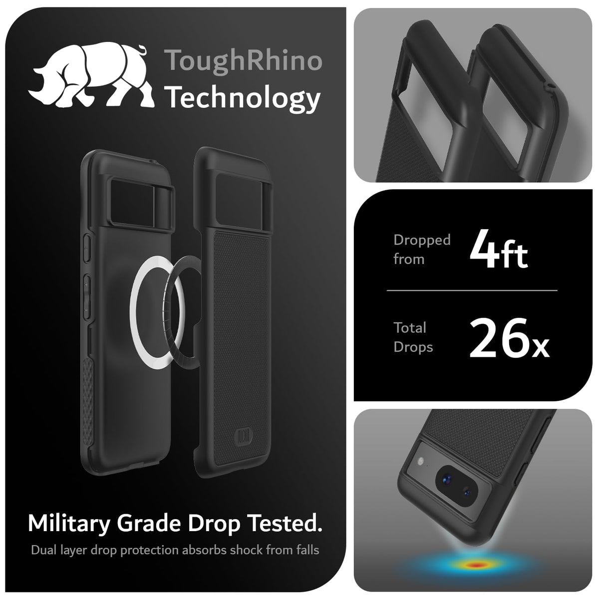 Husă de protecție TUDIA MergeGrip pentru Google Pixel 8 compatibilă MagSafe – Negru Mat