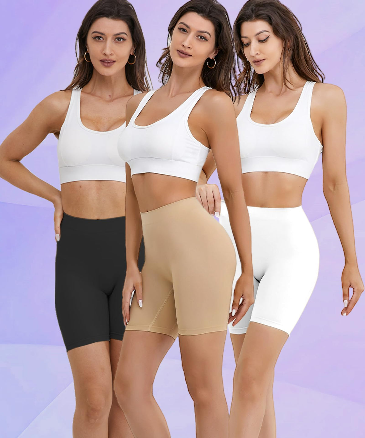 Pantaloni scurți modelatori damă fără cusături cu talie înaltă compresie puternică