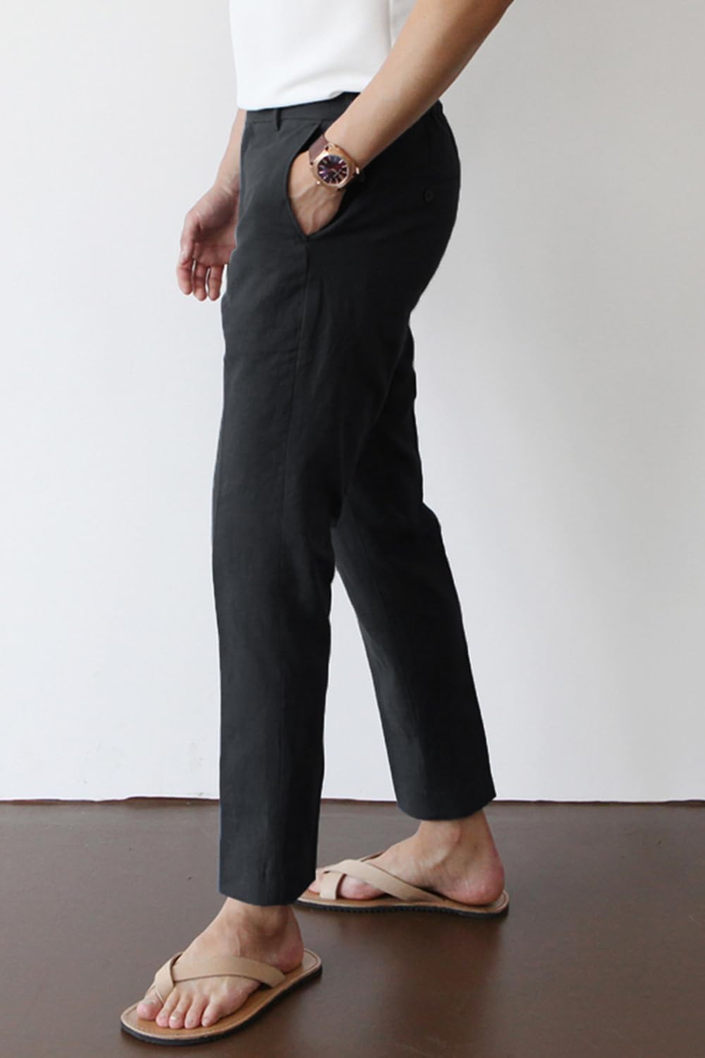 Pantaloni chino bărbați Slim Stretch lejeri – Negru 32/30
