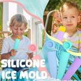 Silicone Ice Pop Moulds 8-Pack Reusable Popsicle Moulds with Sticks – Multi-colour