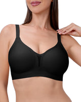 Women's Wireless V-Neck Seamless Bralette Full Coverage – Black L