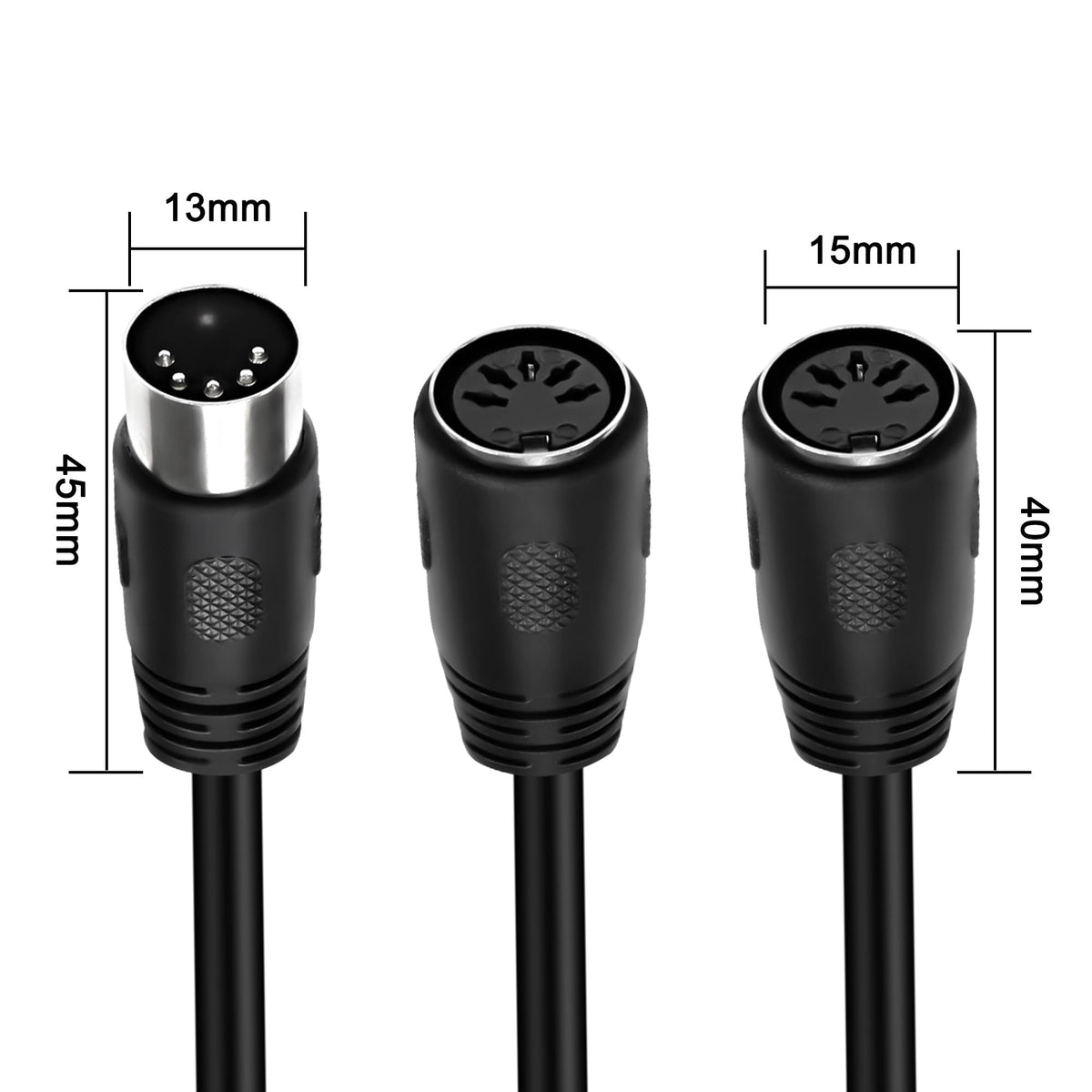 MEIRIYFA MIDI DIN 5-Pin Splitter Y Adapter Cable, Din 5-Pin Male to Dual 2x Female Audio MIDI Adapter Extension Cable for MIDI Keyboard, E-Piano, MIDI Guitar - 0.5M