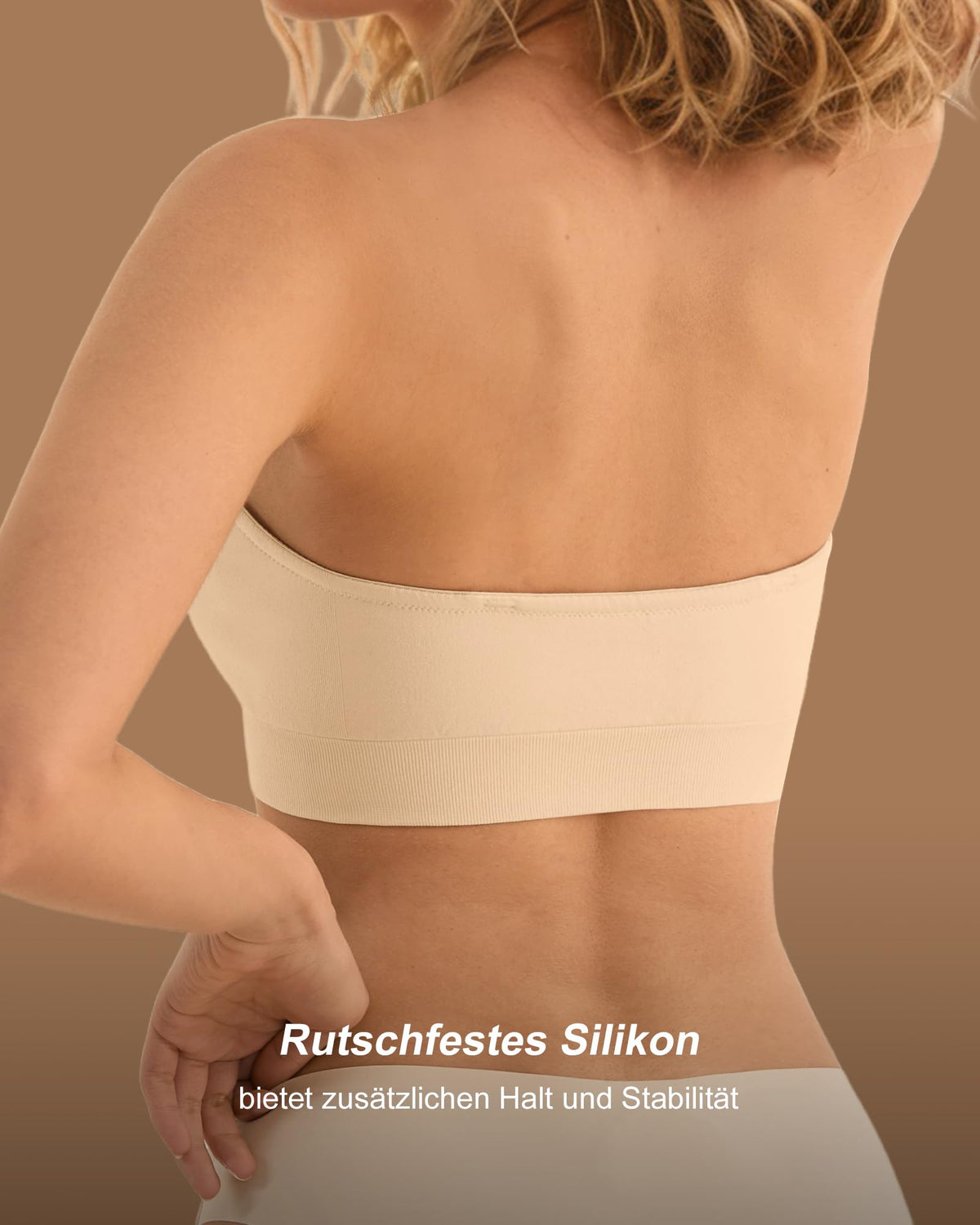Sutien fără bretele și fără armătură invizibil push-up – Bej XL